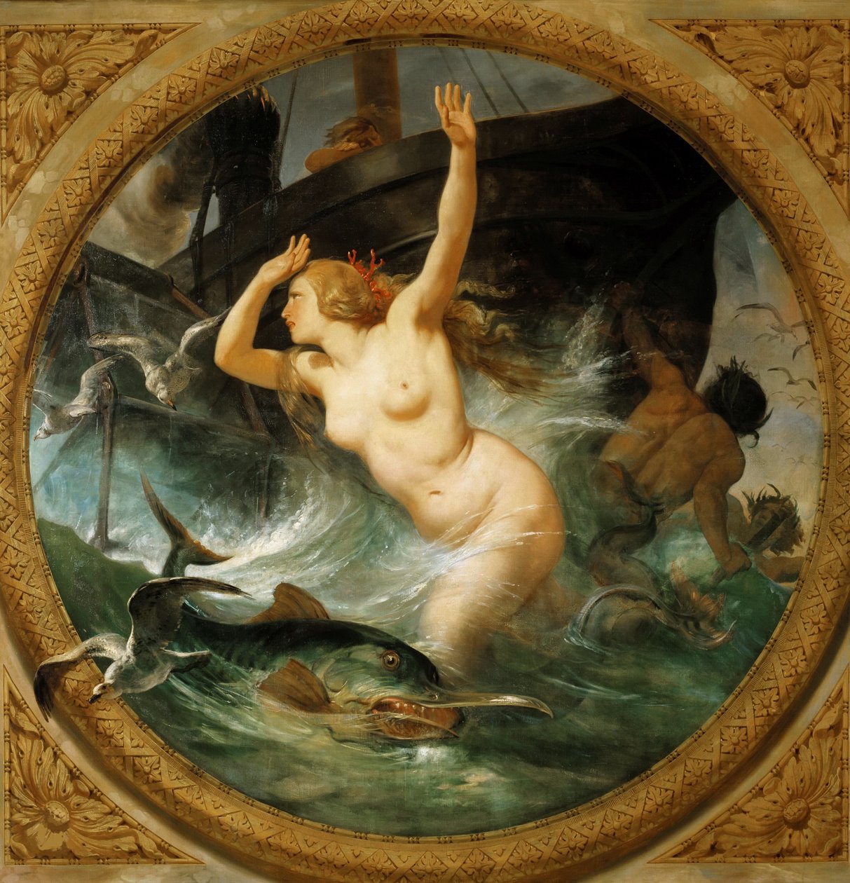 Para wypuszczająca bogów morza Obraz sufitowy, Salle des Pas perdus, 1839-1847. autorstwa Emile Jean Horace Vernet