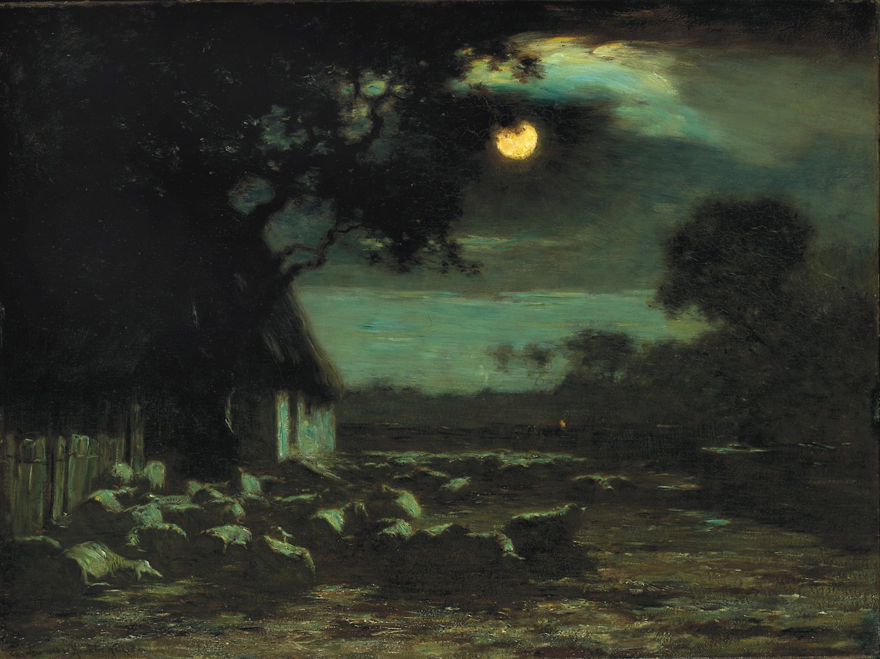 Owczarnia, światło księżyca, 1906. autorstwa Horatio Walker