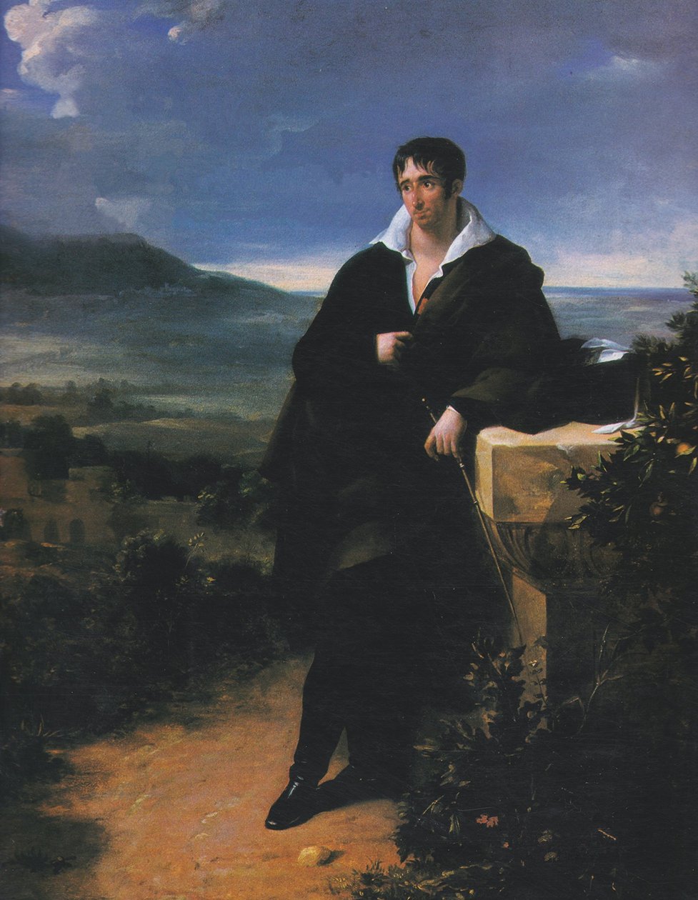 Pełnowymiarowy portret Camille de Tournon na rzymskiej wsi autorstwa Hortense Haudebourt Lescot