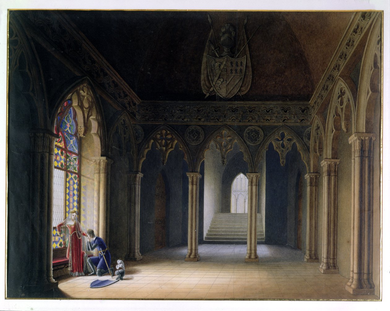 Wyjazd Rycerzy (akwarela) autorstwa Hortense de Beauharnais
