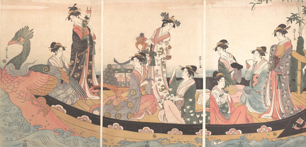 Łódka Skarbów, ca. 1795. autorstwa Hosoda Eishi