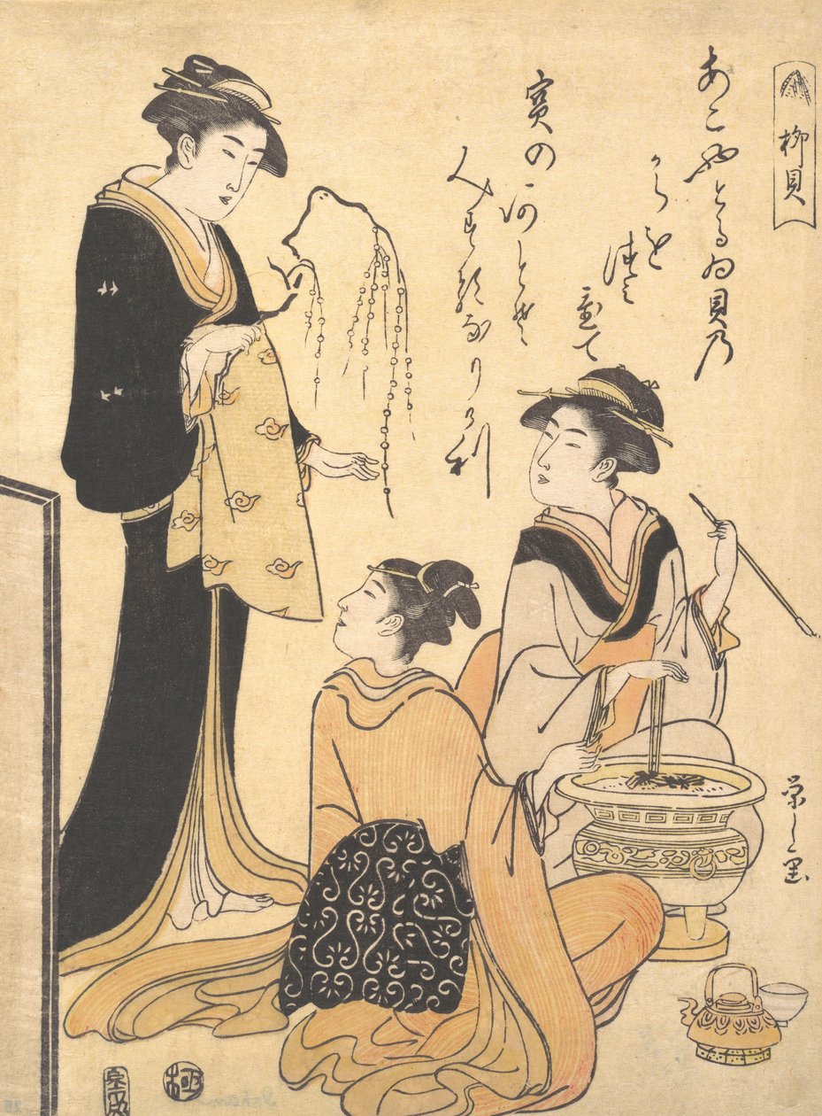 Muszla wierzby Yanagi-kai, z Zestawu piękności bez tytułu na temat S..., ca. 1791. autorstwa Hosoda Eishi