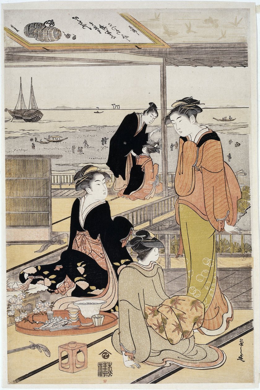Herbaciarnia w Shinagawa Bay autorstwa Hosoda Eishi