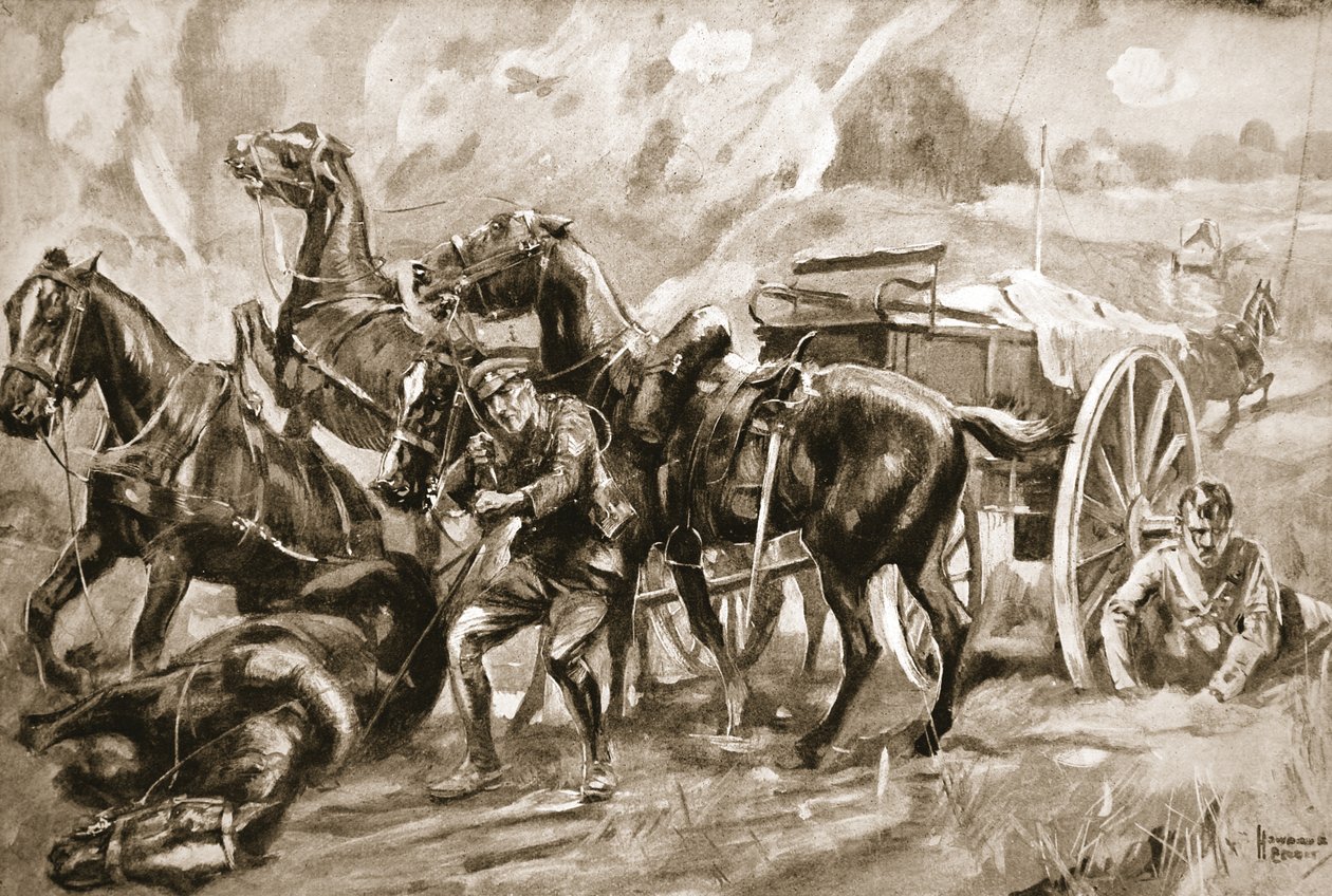 Sierżant W.G. Pull wydobywa oddział strzelców, którego przywódcy zostali trafieni, i sprowadza ocalałe konie i ludzi w bezpieczne miejsce autorstwa Howard K. Elcock