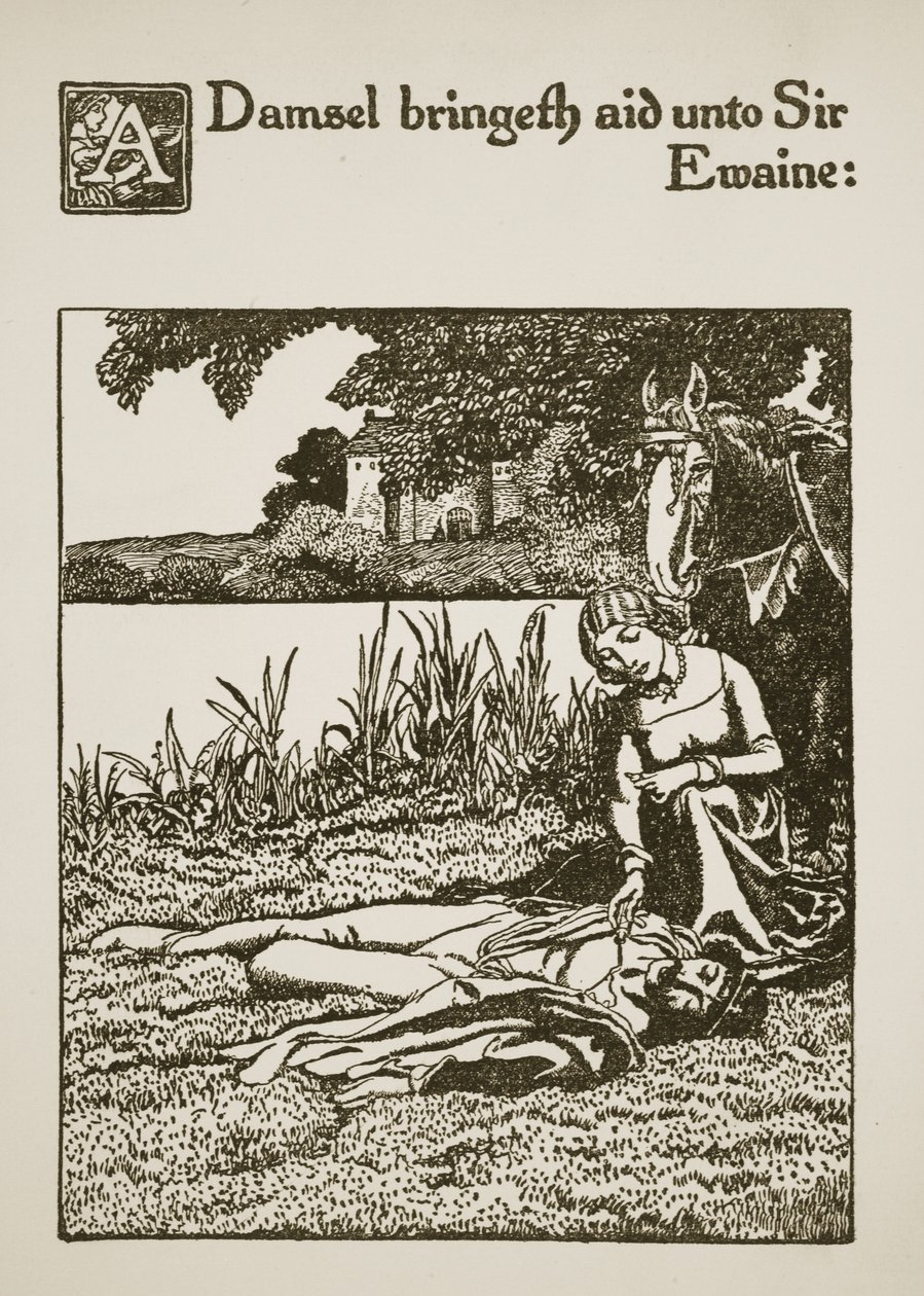 Damsel bringseth aid unto Sir Ewaine, ilustracja z 