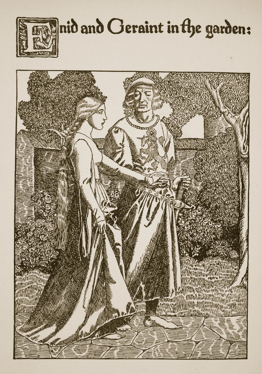 Enid i Geraint w ogrodzie, ilustracja z 