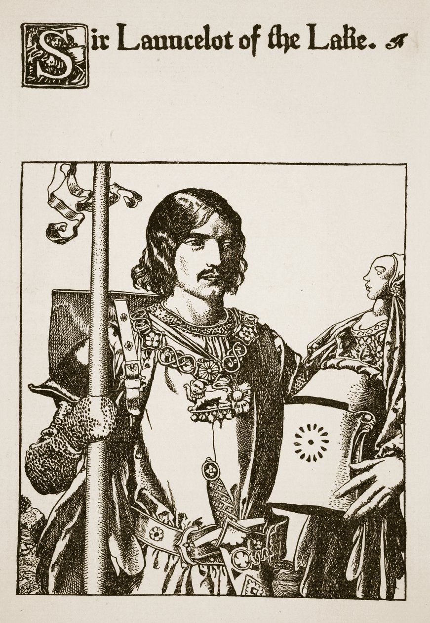 Sir Launcelot of the Lake, ilustracja z „Historii mistrzów Okrągłego Stołu” autorstwa Howard Pyle