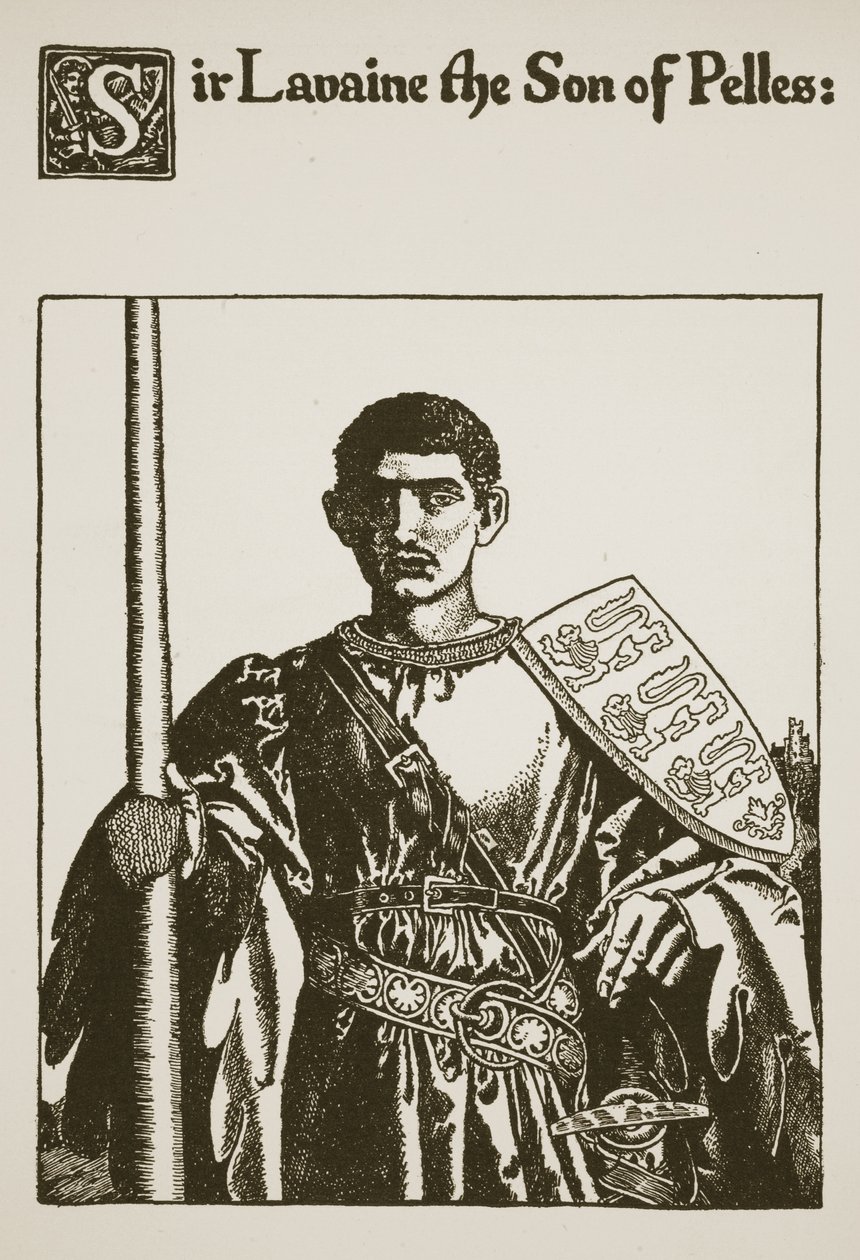 Sir Lavaine, syn Pellesa, ilustracja z „Historii Sir Launcelota i jego towarzyszy”, 1907 autorstwa Howard Pyle