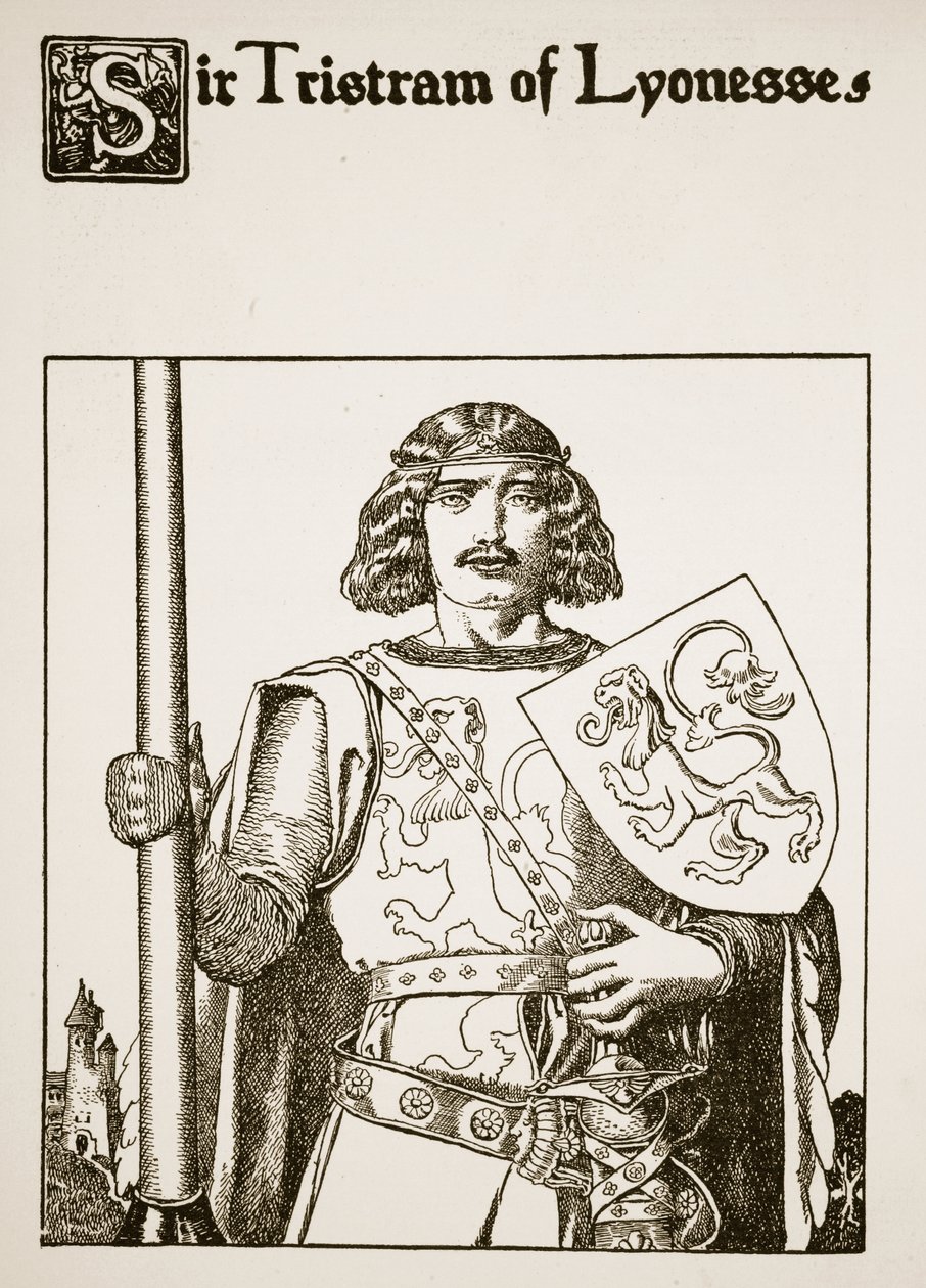 Sir Tristram z Lyonesse, ilustracja z „Historii mistrzów Okrągłego Stołu” autorstwa Howard Pyle