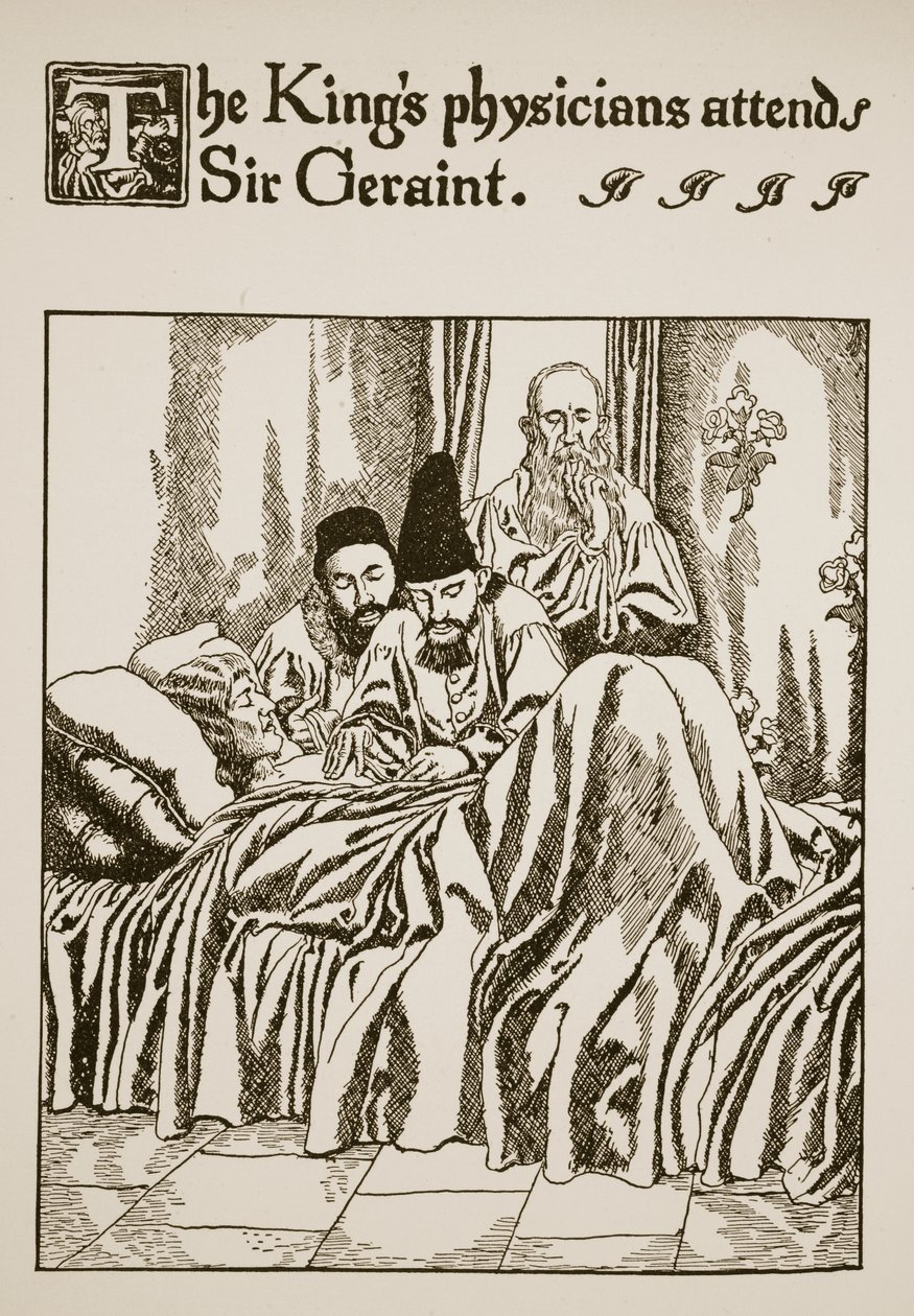 Lekarze królewscy przy Sir Geraincie, ilustracja z 
