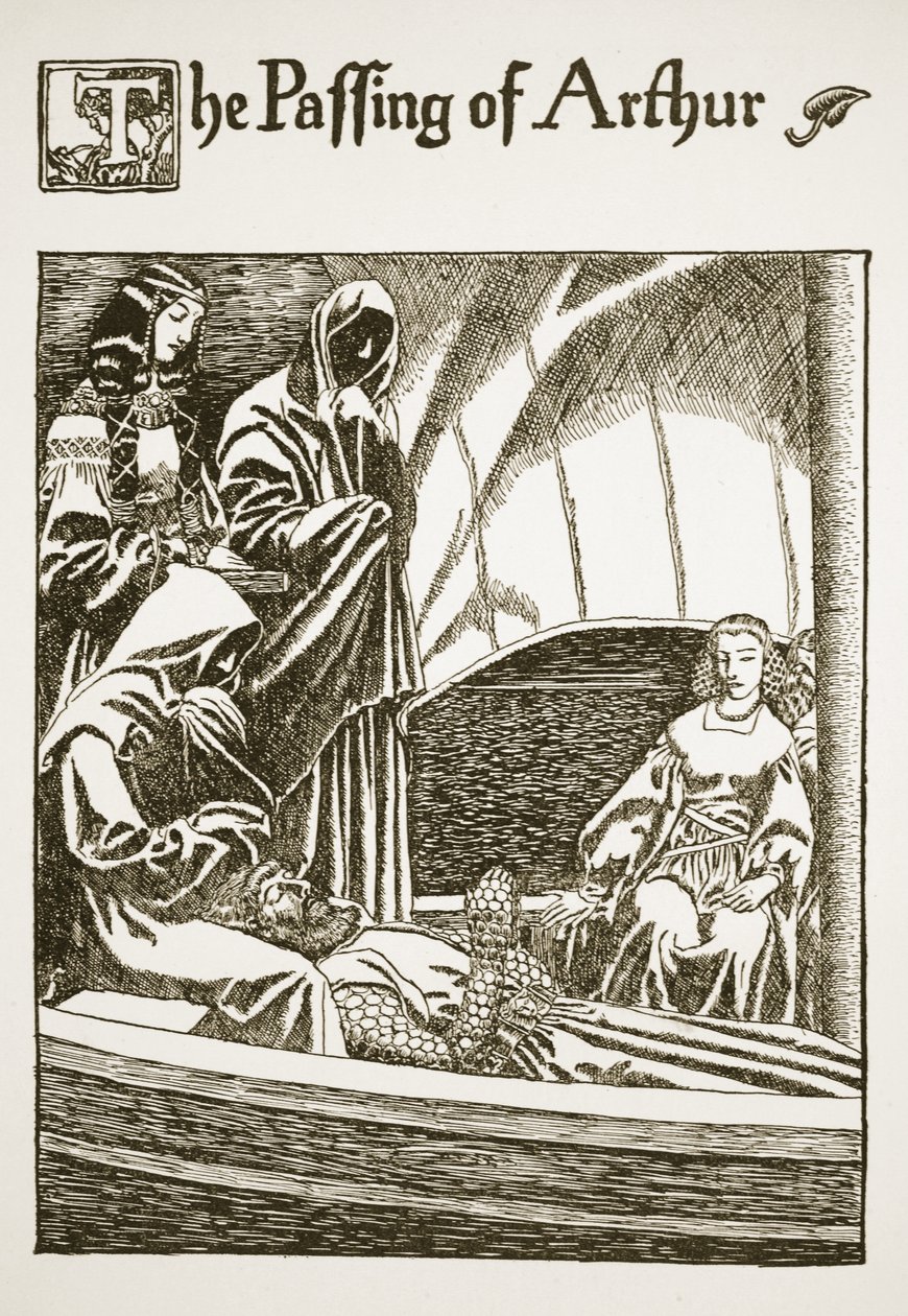 Odejście Artura, ilustracja z „Historia Graala i odejście Artura”, ok. 1910 autorstwa Howard Pyle