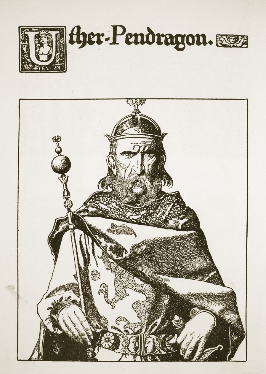 Uther Pendragon, ilustracja z „Historii króla Artura i jego rycerzy”, 1903 autorstwa Howard Pyle