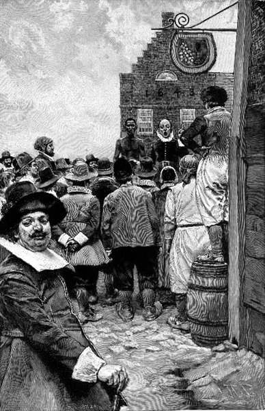 Najlepsze elementy jej ładunku zostały sprzedane na aukcji, ilustracja z „New York Slave Traders” Thomasa A. Janviera, wyd. w Harper