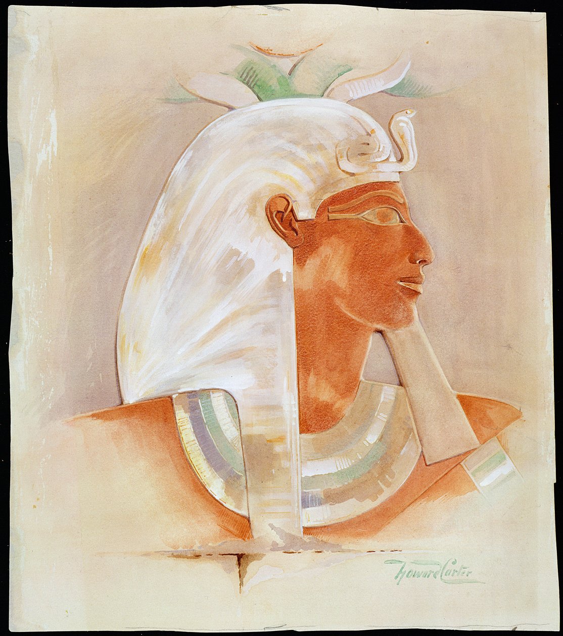 Głowa starożytnej egipskiej królowej Makare Hatszepsut, ok. początek XX wieku autorstwa Howard Carter
