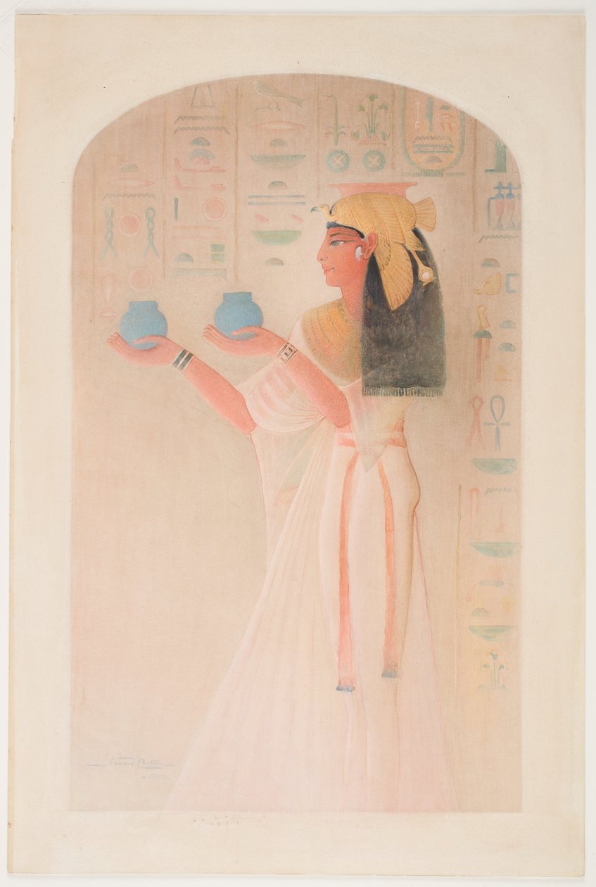 Królowa Nefertari oferująca dwa garnki autorstwa Howard Carter
