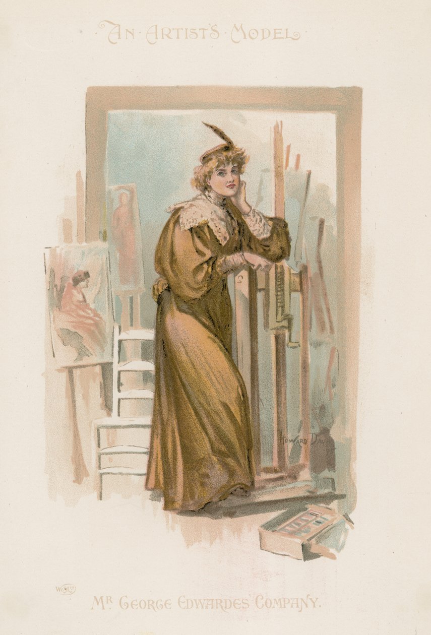 Pełnometrażowy portret kobiety (kolorowa litografia) autorstwa Howard Davie