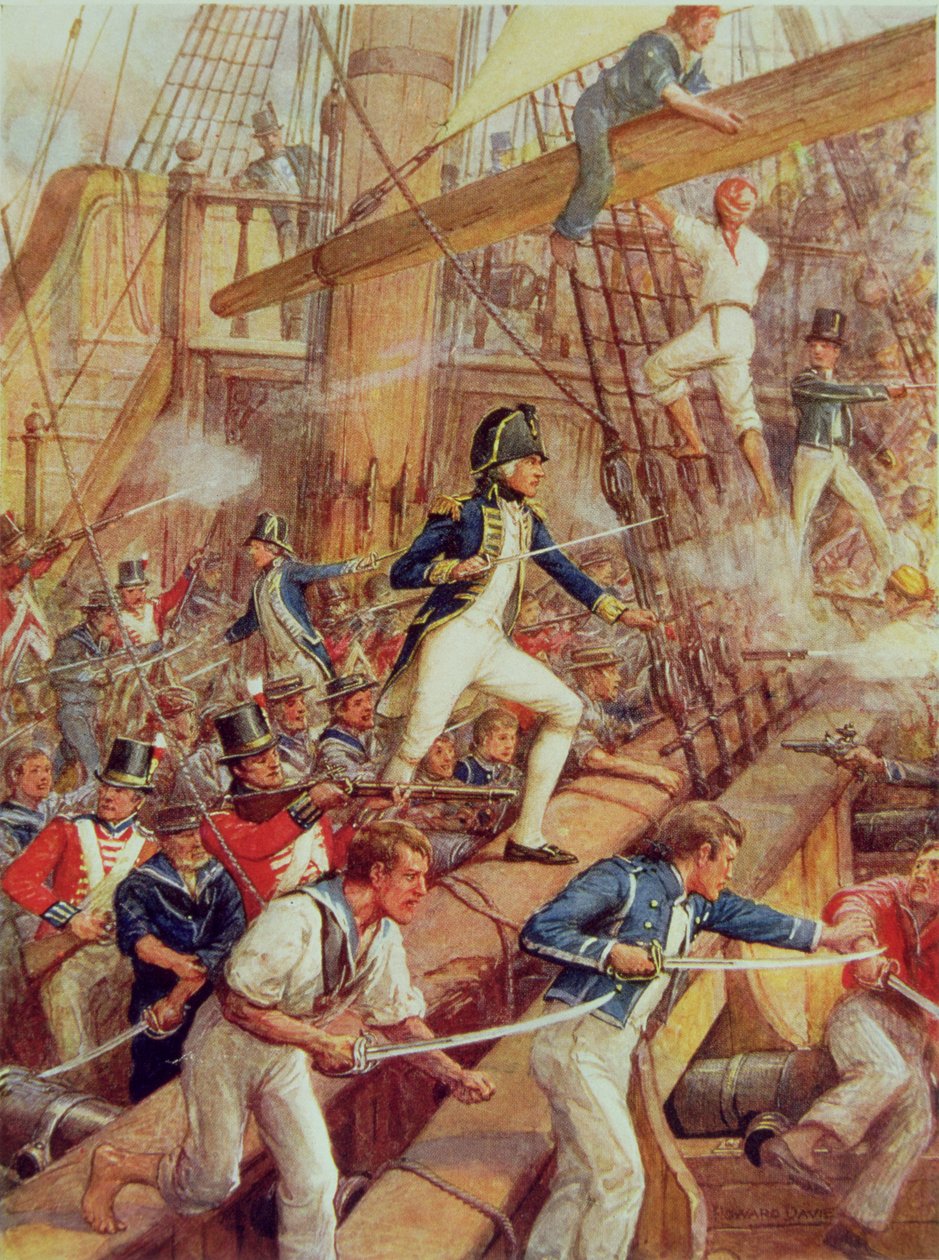 Horatio Nelson (1758-1805) wsiadający na pokład „San Nicholas” autorstwa Howard Davie