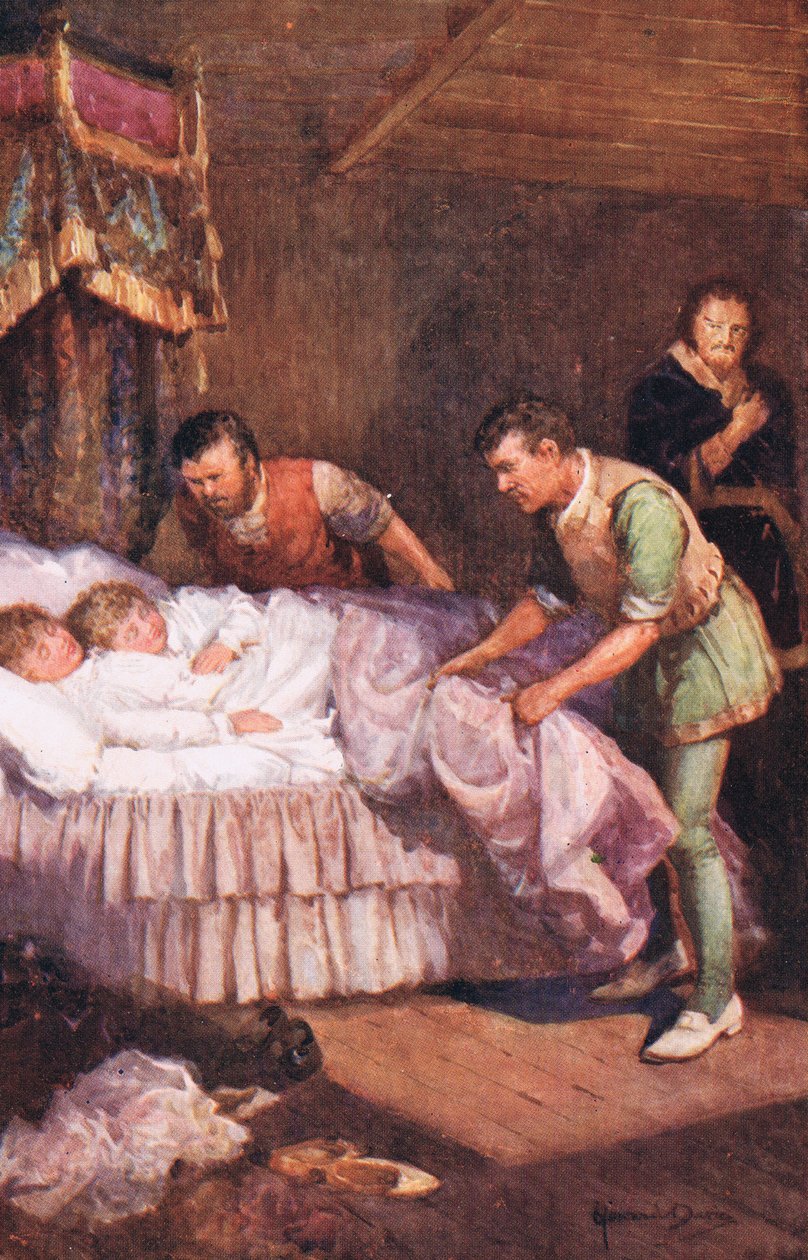 Morderstwo książąt, ilustracja z „Madame Tussauds” (kolor lito) autorstwa Howard Davie