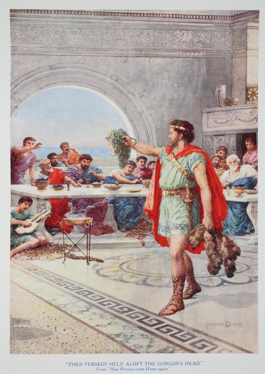 „Wtedy Perseusz trzymał wysoko głowę Gorgona” (kolor lito) autorstwa Howard Davie