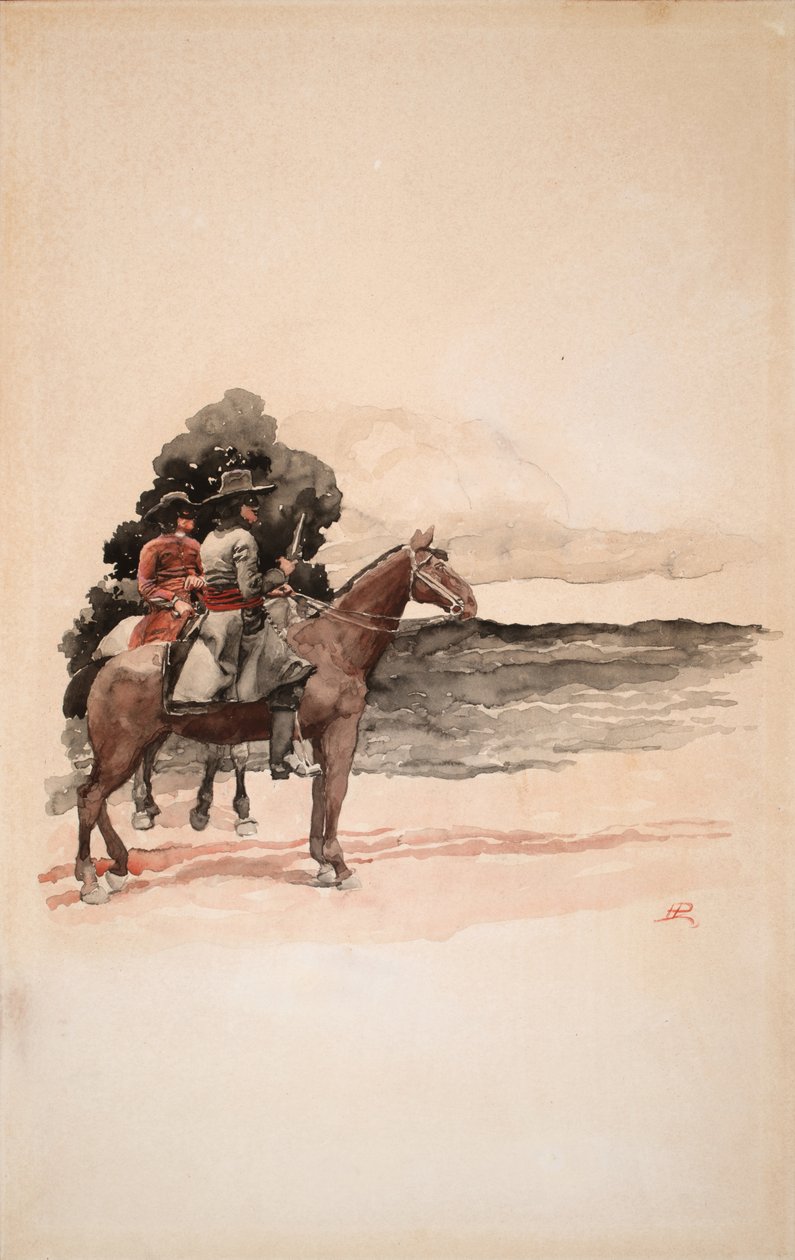 Bandyci na koniach (akwarela na desce) autorstwa Howard Pyle