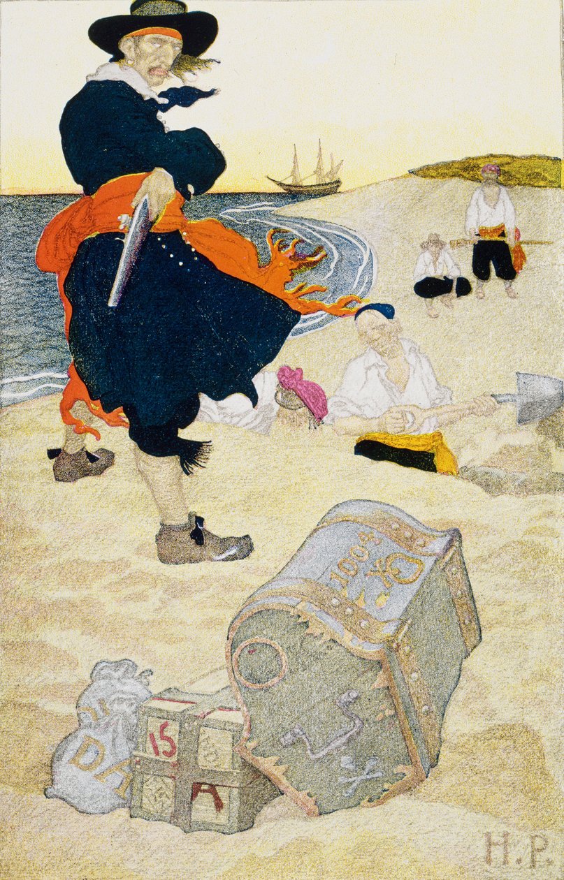 Zakopany skarb, początek XX wieku (ilustracja książkowa) autorstwa Howard Pyle