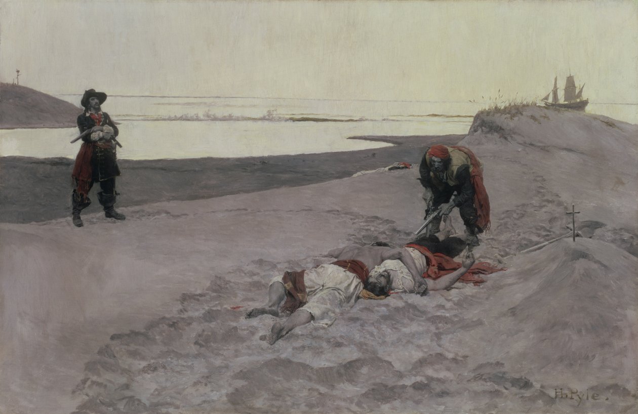 Umarli nie opowiadają opowieści, 1899 (olej na płótnie en grisaille) autorstwa Howard Pyle