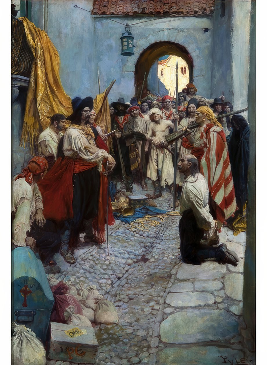 Wymuszanie haraczy od obywateli autorstwa Howard Pyle