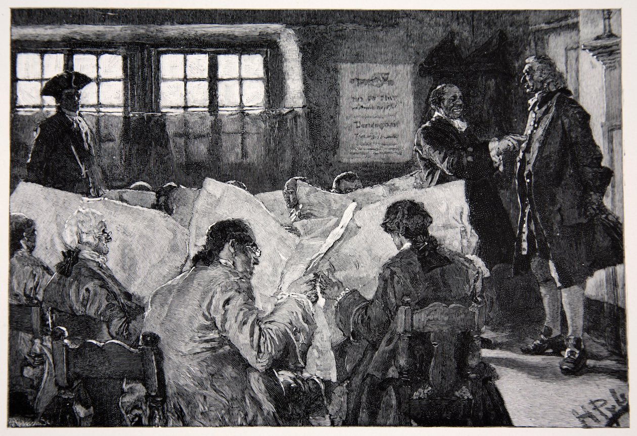 W czytelni nowojorskiej kawiarni autorstwa Howard Pyle