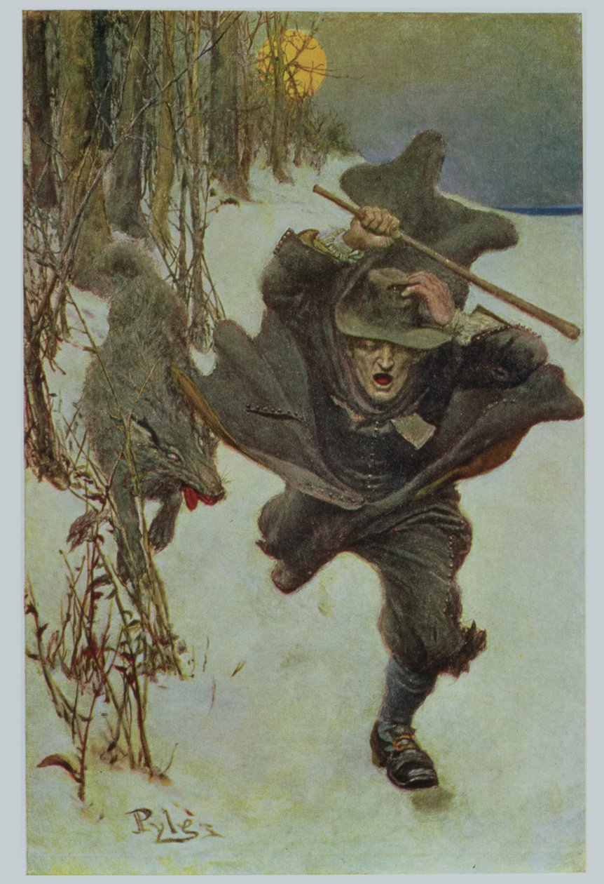 Kiedyś ścigał doktora Wilkinsona do samego miasta, ilustracja z „Wilka z Salem” Howarda Pyle