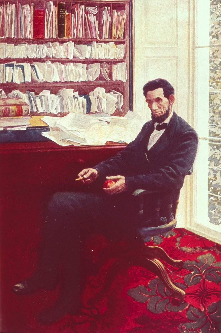 Portret Abrahama Lincolna (kolor lito) autorstwa Howard Pyle