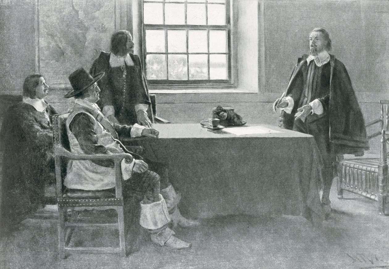 Sir William Berkeley Poddanie się komisarzom Wspólnoty Narodów, ilustracja z „In Washington