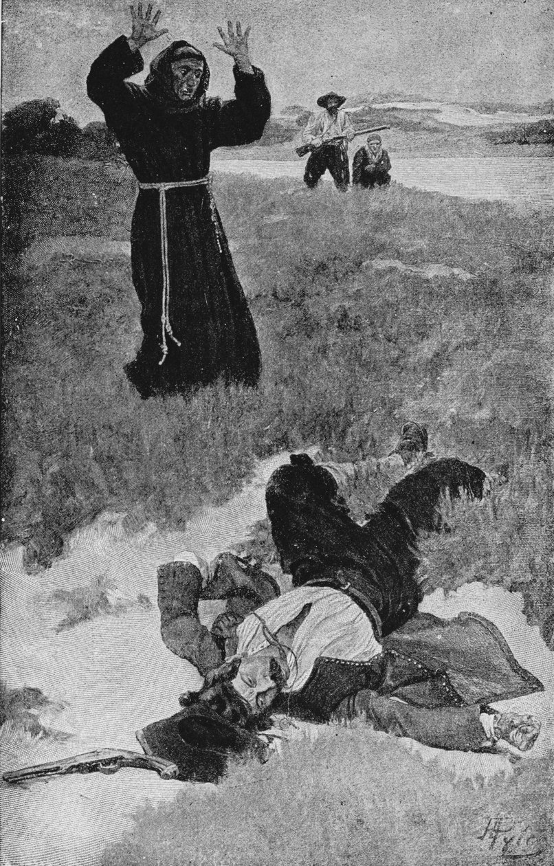 Zabójstwo La Salle, ilustracja z filmu „La Salle i odkrycie Wielkiego Zachodu” Francisa Parkmana autorstwa Howard Pyle