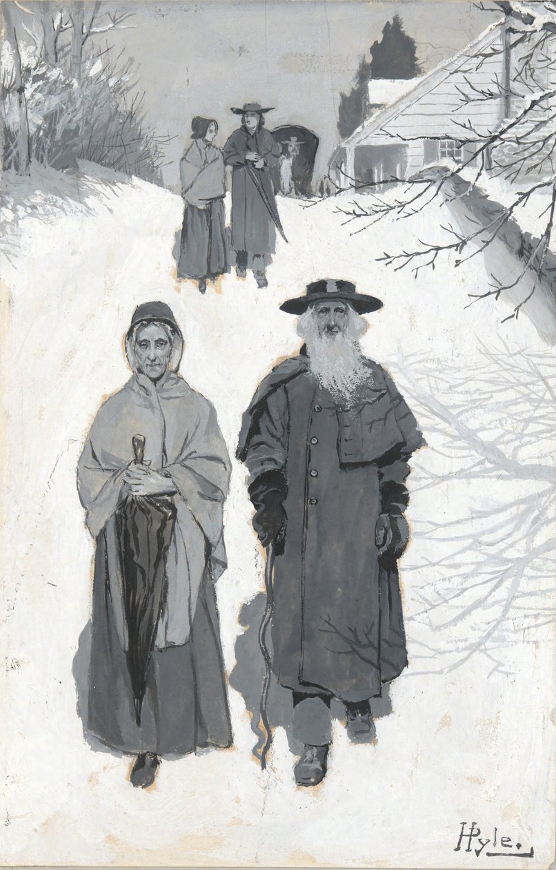 Dunkers - Idąc na spotkanie, rysunek ilustracji opublikowanej w Harper autorstwa Howard Pyle