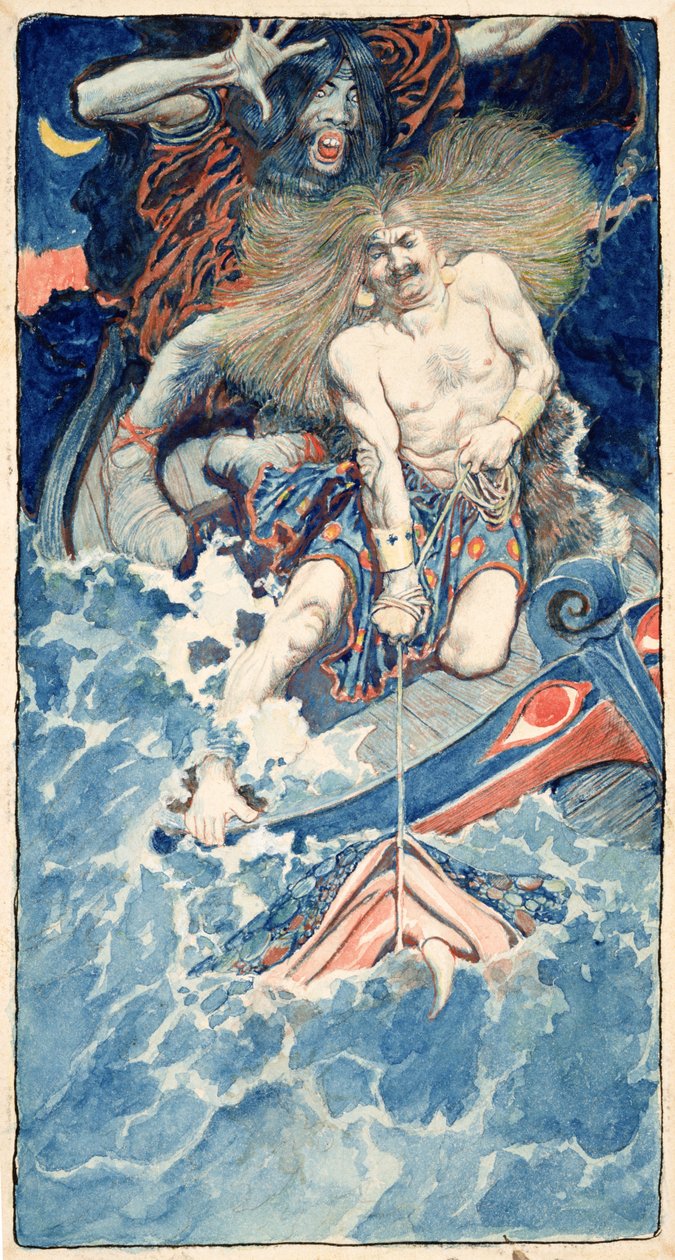 The Fishing of Thor and Hymir, z „North Folk Legends of the Sea” Howarda Pyle