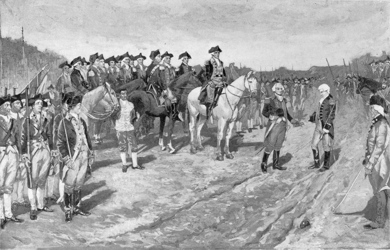 The Surrender of Cornwallis w Yorktown, ilustracja z „The Surrender of Cornwallis”, wyd. w Tygodniku Harpera, 1881 autorstwa Howard Pyle