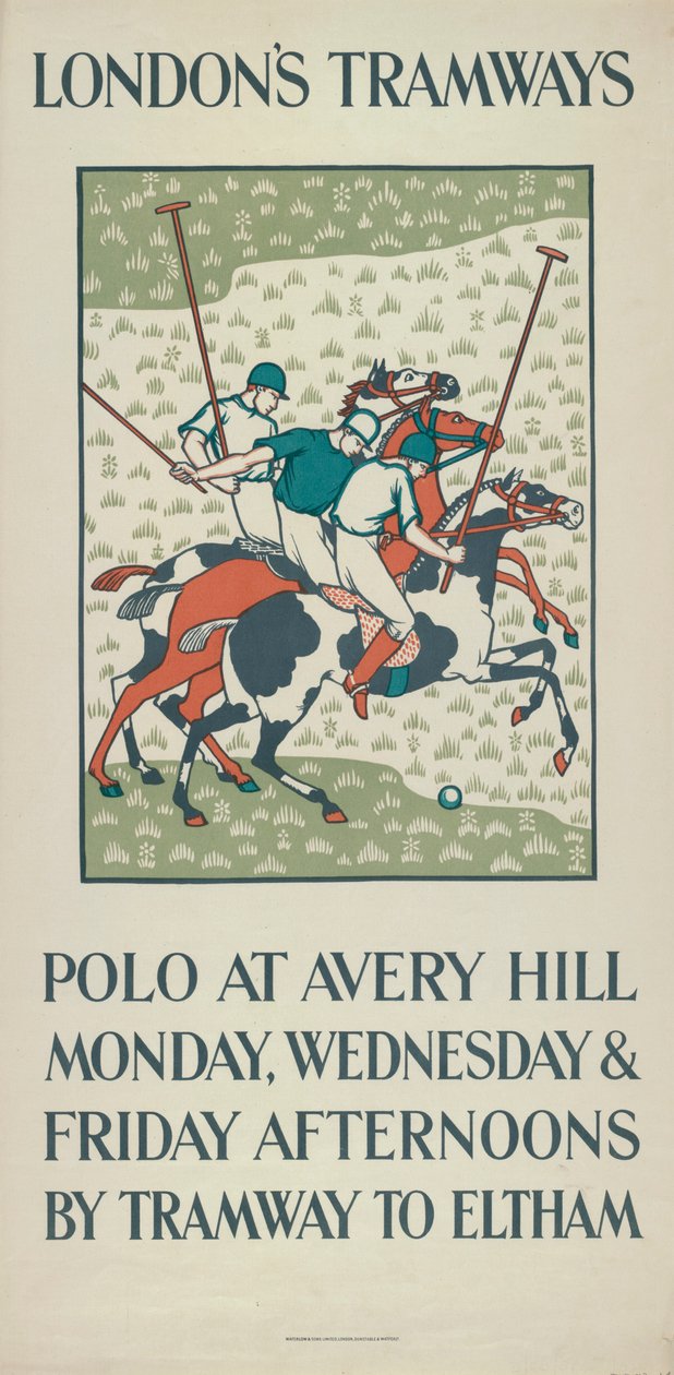 „Polo w Avery Hill”, plakat London County Council LCC Tramways, 1923 autorstwa Howard Spear