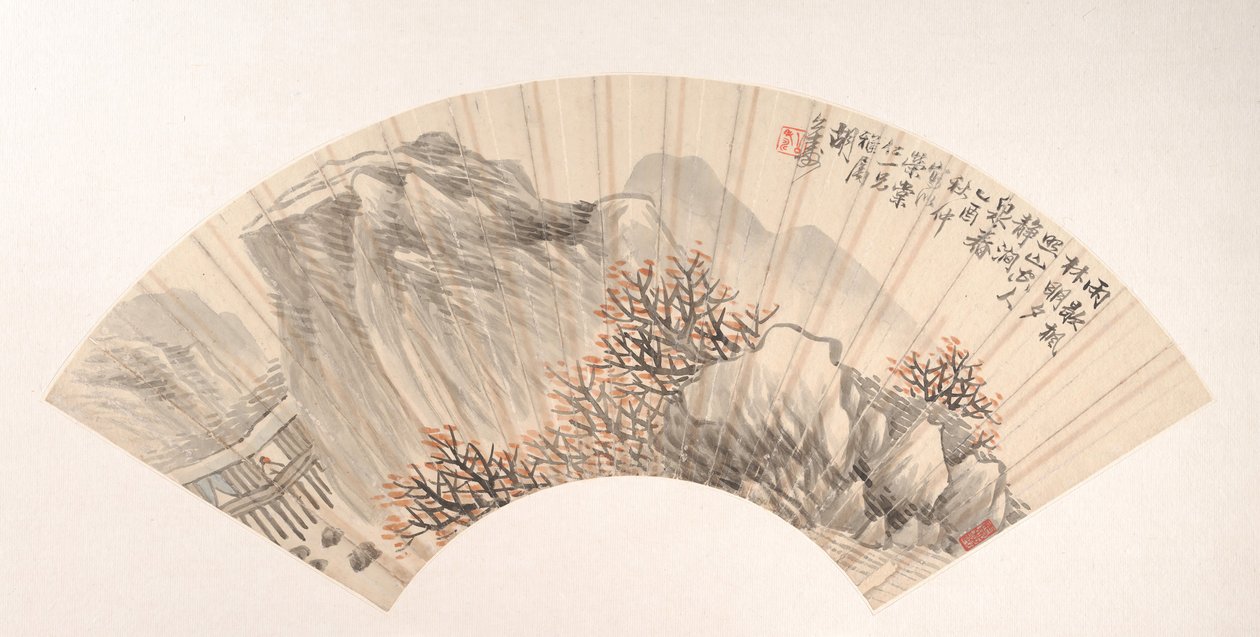 Krajobraz, datowany na 1885 rok. autorstwa Hu Yuan