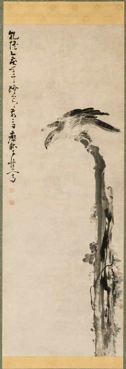 Orzeł na pniu drzewa, 1755. autorstwa Huang Shen