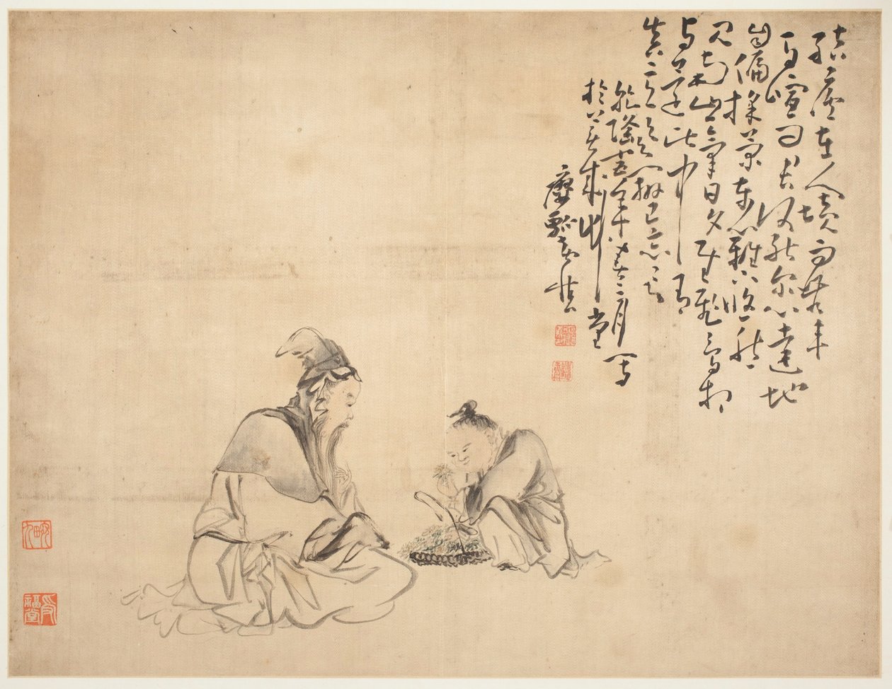 Krajobrazy i figury: Rysunki autorstwa Huang Shen