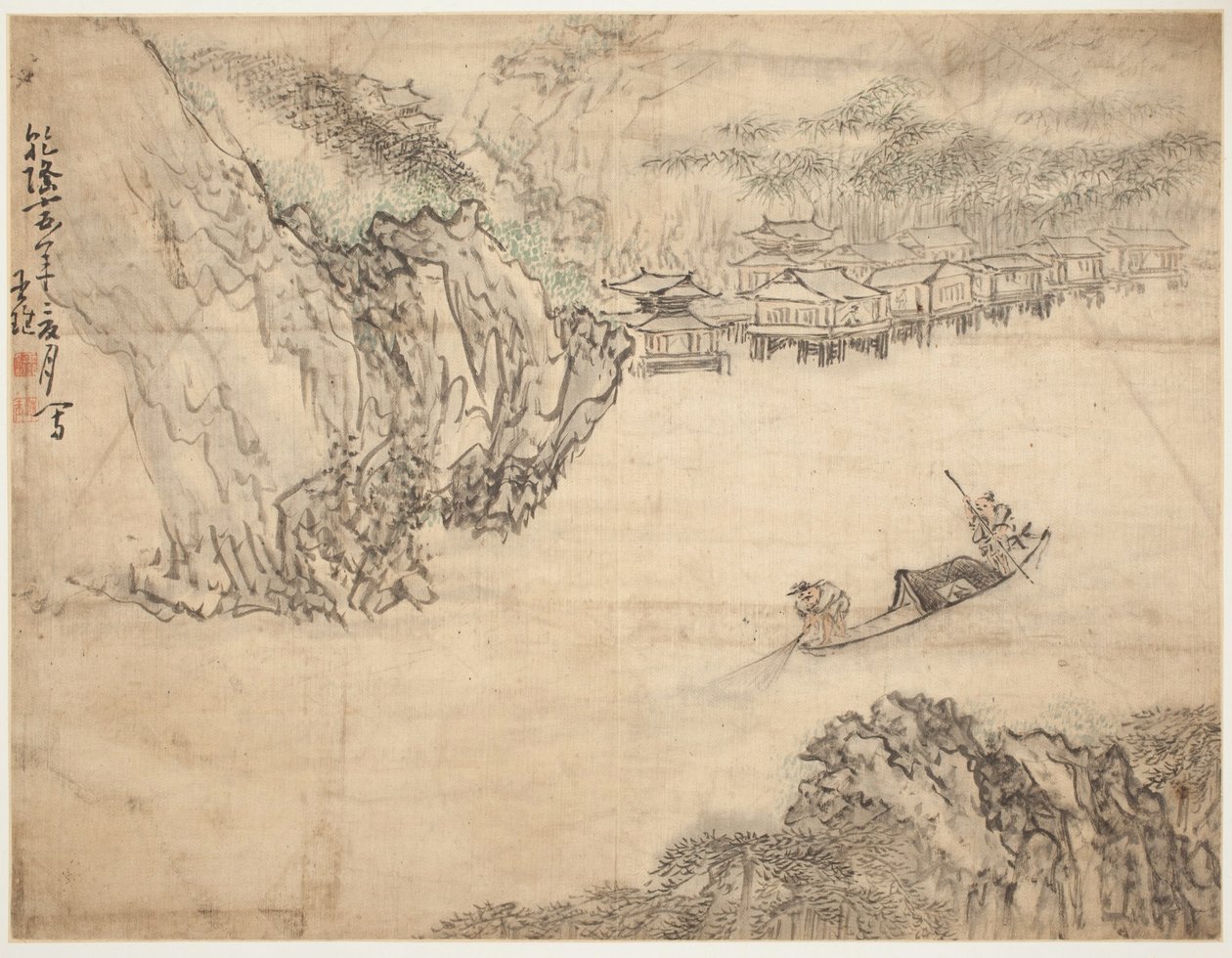 Landscapes and Figures: Krajobraz autorstwa Huang Shen