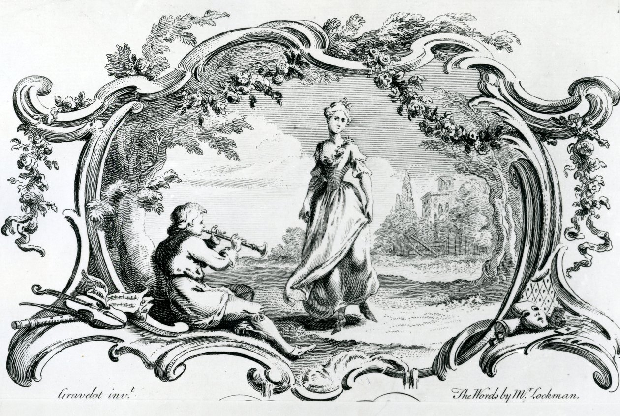 Flecistka i kobieta autorstwa Hubert Francois Gravelot