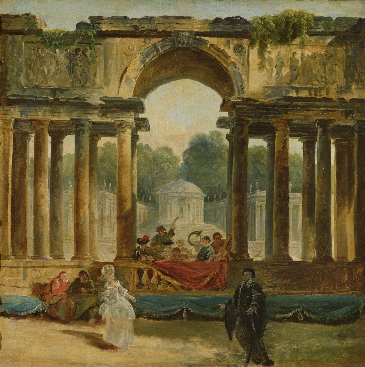 Taniec i koncert w parku autorstwa Hubert Robert