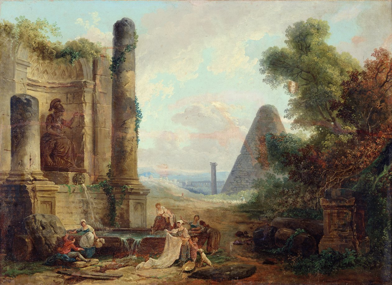 Fontanna Minerwy, Rzym, 1772 autorstwa Hubert Robert