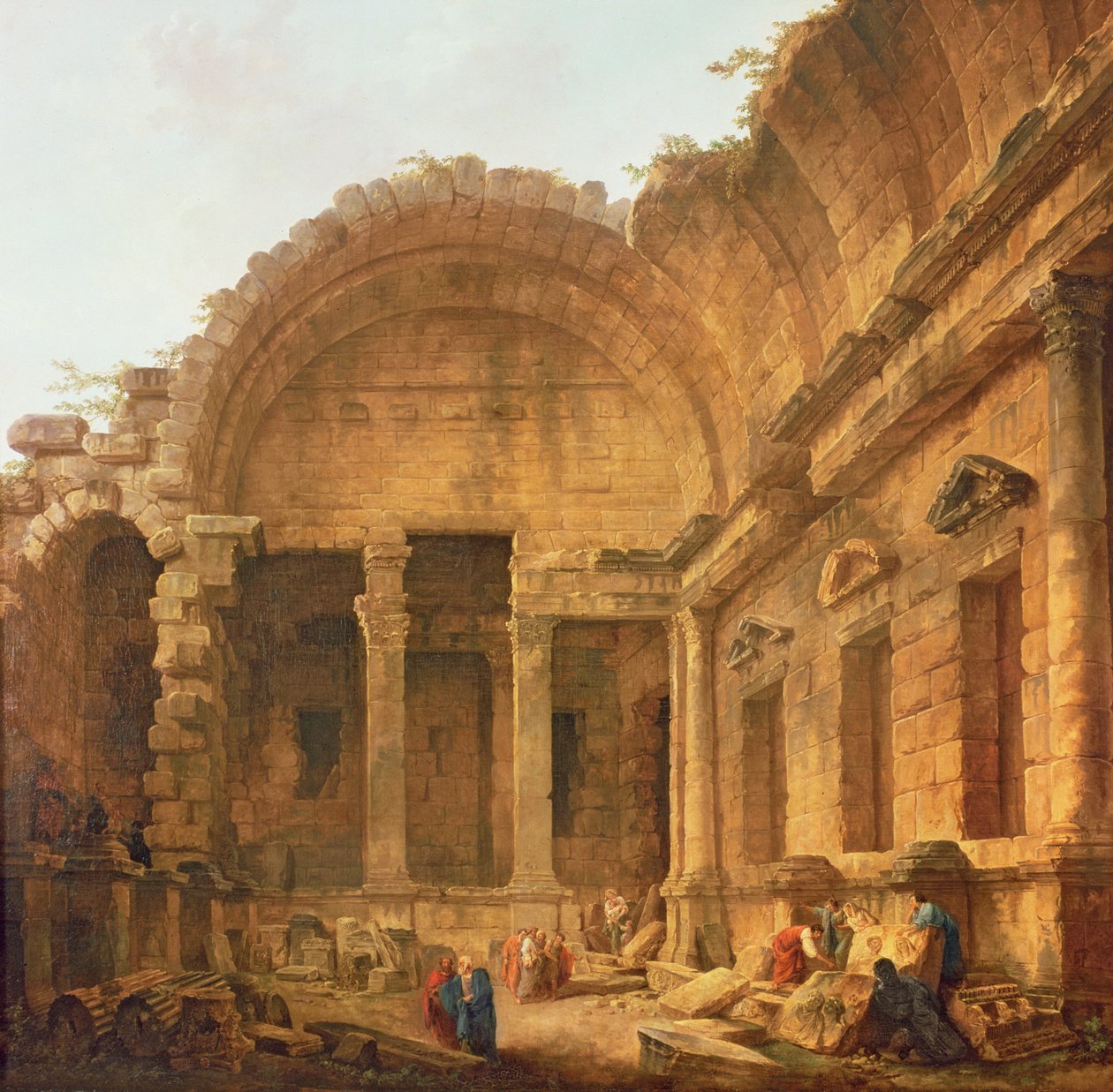 Wnętrze świątyni Diany w Nimes, 1787 autorstwa Hubert Robert