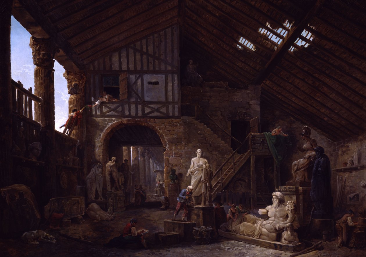 Pracownia Konserwatora Zabytków w Rzymie autorstwa Hubert Robert