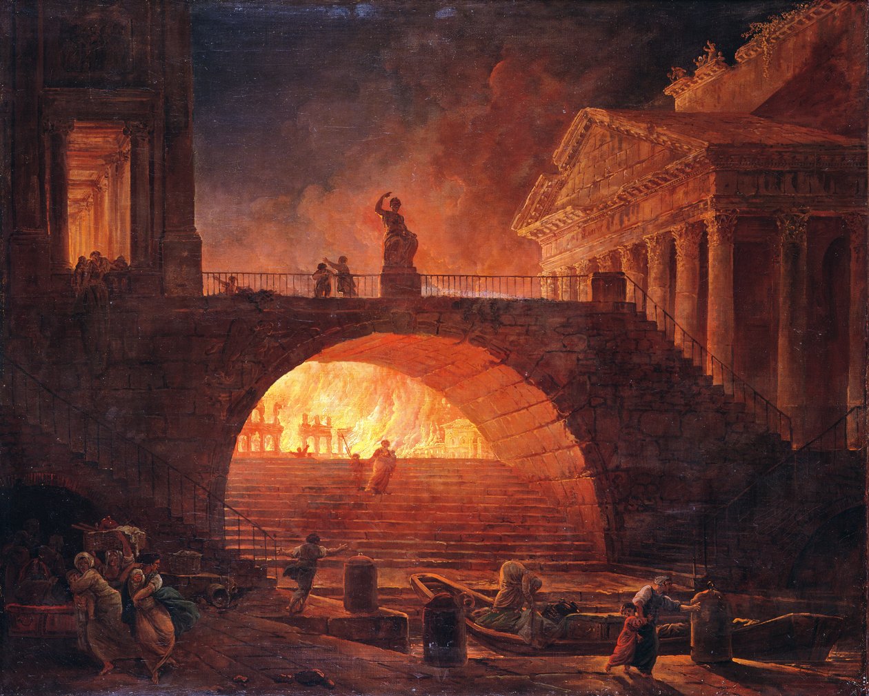 Pożar Rzymu, 18 lipca 64 AD autorstwa Hubert Robert