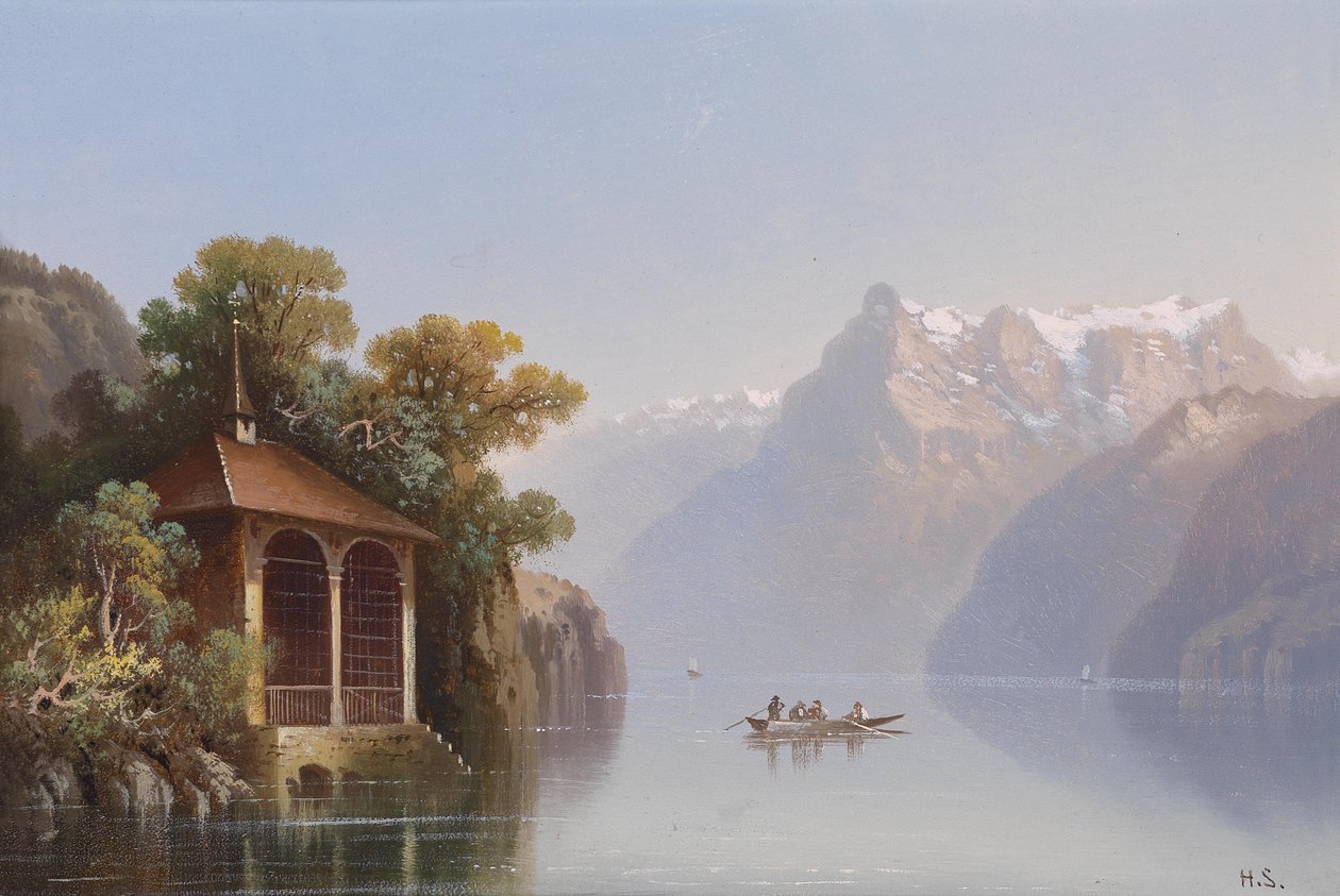 Widok na zamek Chillon nad Jeziorem Genewskim autorstwa Hubert Sattler