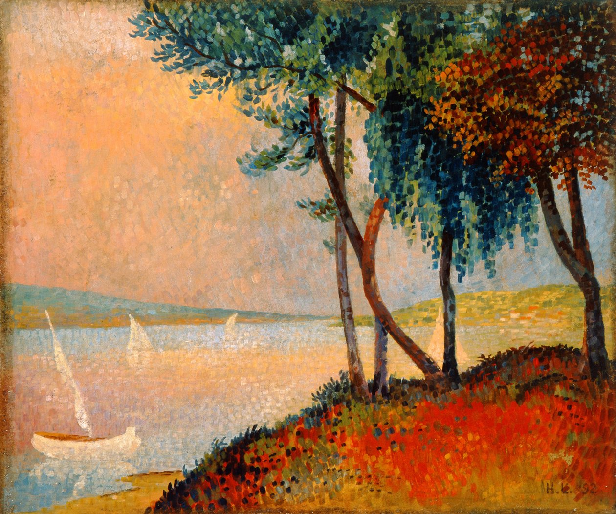 Przedmieścia St. Tropez, 1892 (olej na karcie) autorstwa Hubert de la Rochefoucauld
