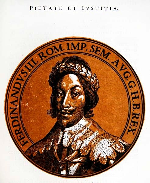 Portret medalionowy Ferdynanda III, Świętego Cesarza Rzymskiego autorstwa Hubert (after) Goltzius