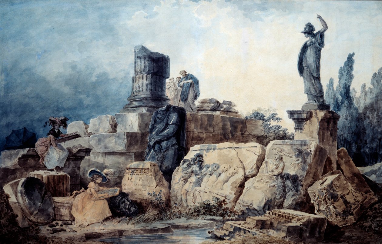 Rysownicy. Rysunek wg Huberta Roberta (1733-1808) autorstwa Hubert (after) Robert